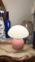 Tischlampe Pilzform rosa weiss 