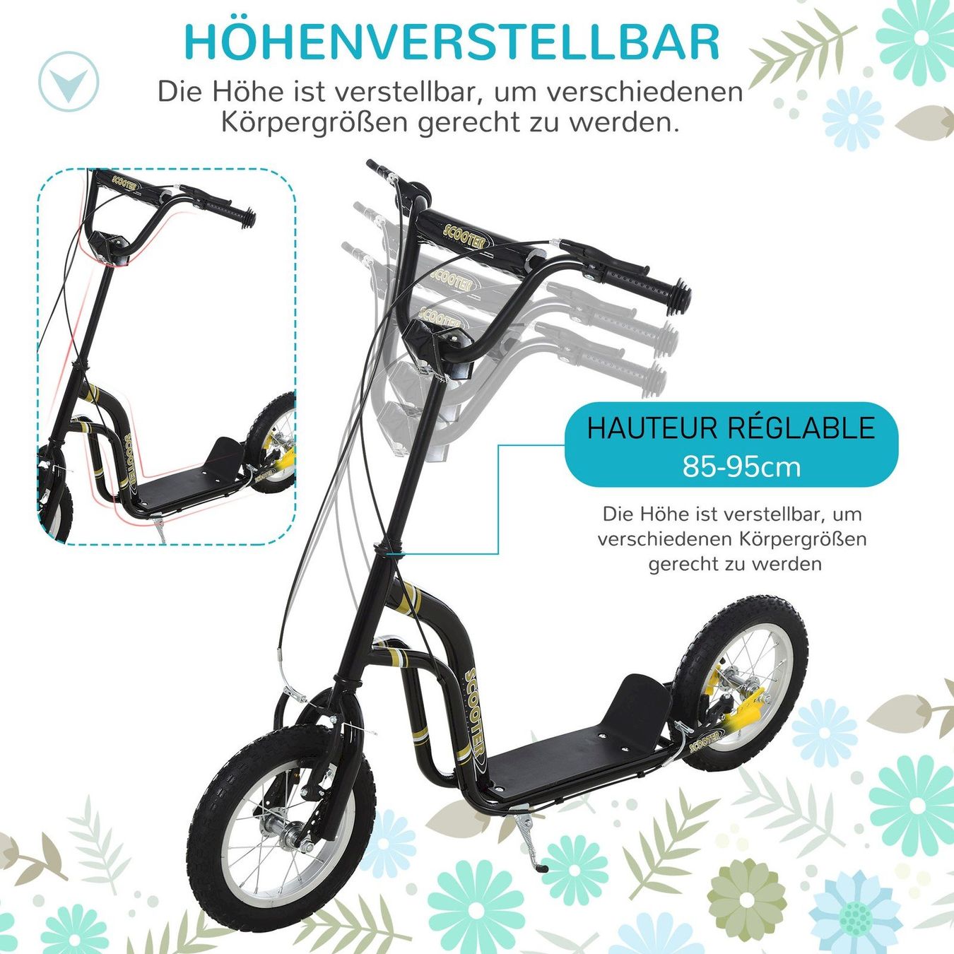 Fahrzeuge für Kinder: HOMCOM Kinderroller Schwarz – Neu und originalverpackt aus Bottighofen von zaap 5