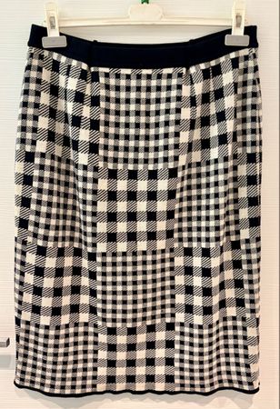 Rock, Schicker Wollrock Gr. 44/46 schwarz/weiss kariert
