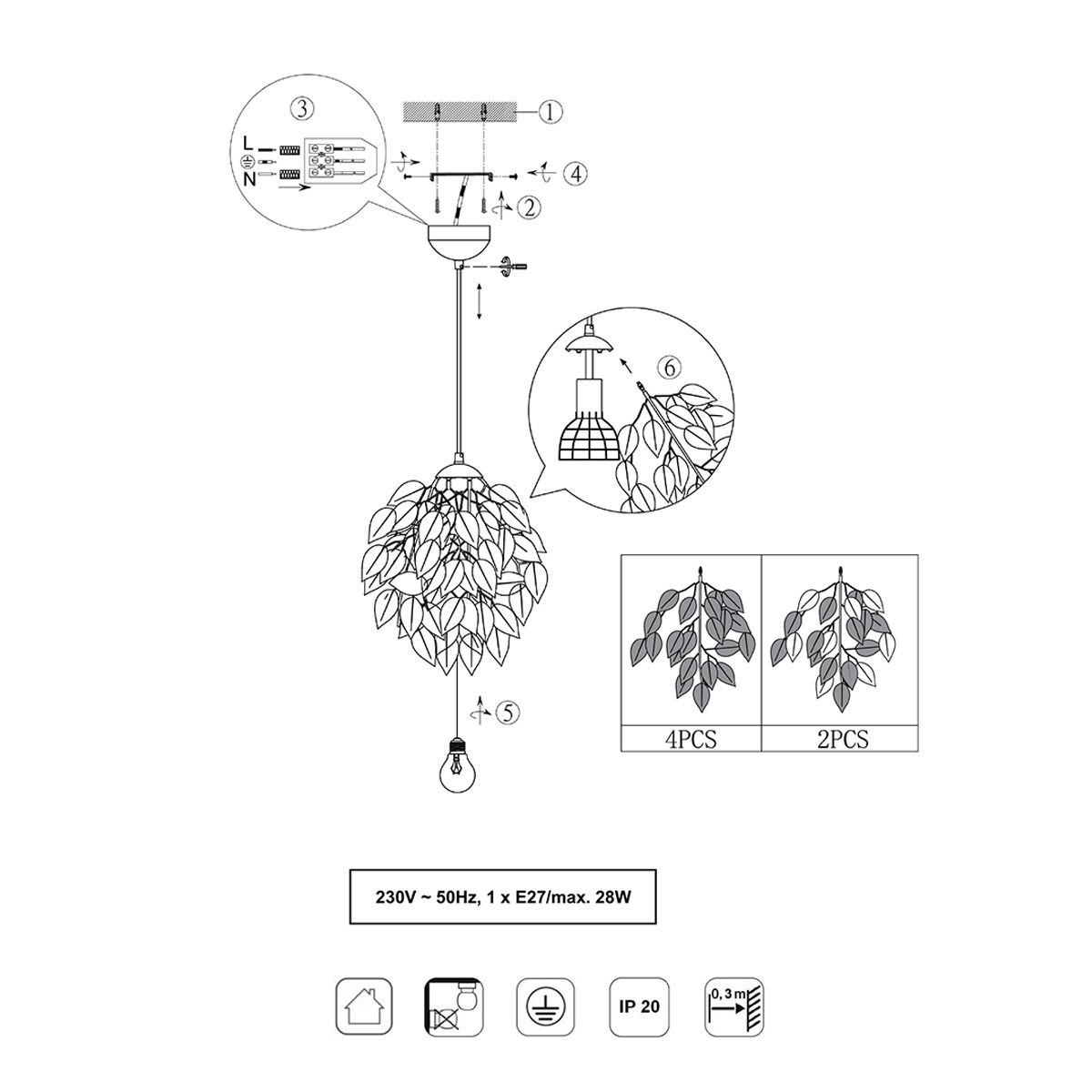 Lampadari & plafoniere: Pendelleuchte, Blätter-Look, 38 cm Ø – Nuovo (secondo la descrizione) da Kreuzlingen venduto da Smart-Light 8