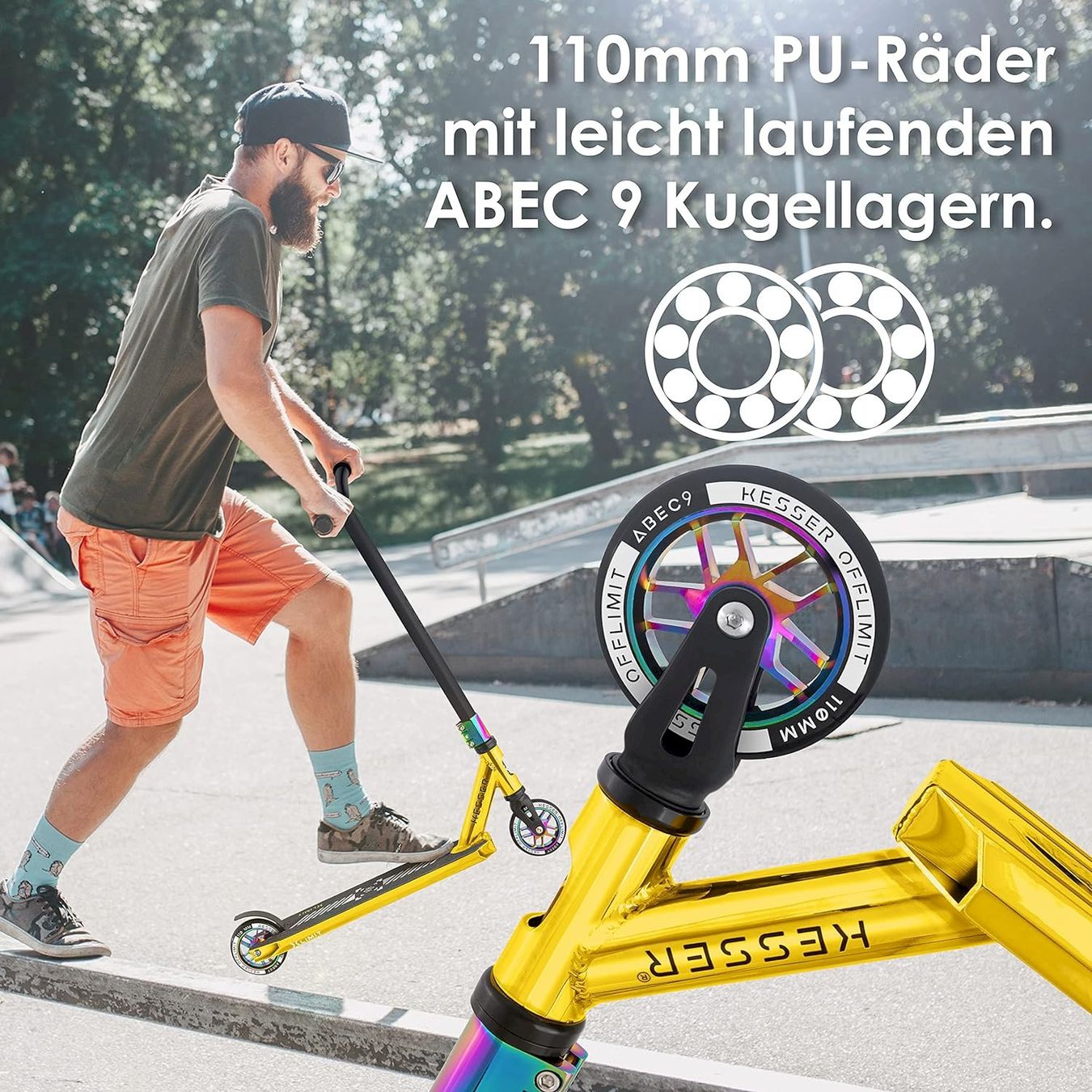 Fahrzeuge für Kinder: KESSER Stunt Scooter Chrome / Gold – Neu und originalverpackt aus Bottighofen von zaap 3