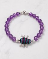 Armband mit Froschmotiv und lila Amethyst. NEU.