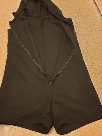 Combi-short XS, noir, avec capuche, fermeture éclair
