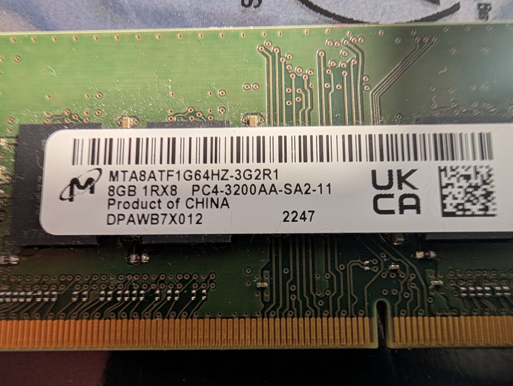 Memory / RAM: MT 8GB 1RX8 PC4-3200AA Notebook Memory – Gebraucht aus Stans von Magas
