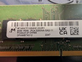 MT 8GB 1RX8 PC4-3200AA Notebook Memory