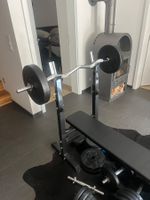 Fitness Set Hantelbank + 86 kg Gewichte + SZ-Stange + verste