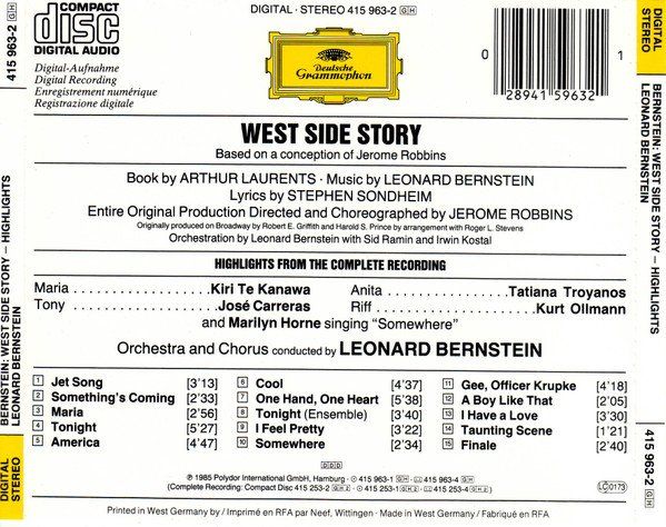 CDs: West Side Story - Highlights, Leonard Bernstein F6, CD – Gebraucht aus Sessa von fraenklishop 1