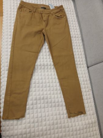 Herbst Trend: Damen Stoffhose Gr. 38 beige Fransen 🍂