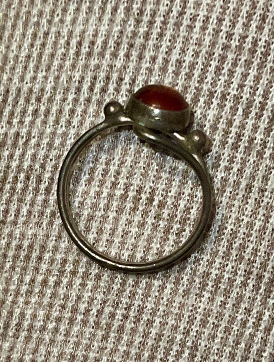 Anelli: Vintage Silber Ring mit orangem Stein 16mm – Usato da Basel venduto da Tierschutz-Flohmi 3