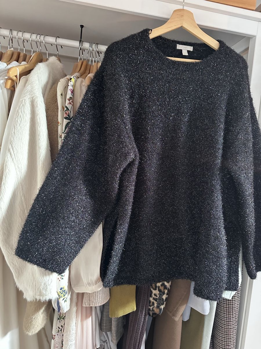 H&M Maglioni & Felpe: H&M Pullover oversized black Glitzer minimalist cos Zara – Usato da Zürich venduto da Lotta1509 1