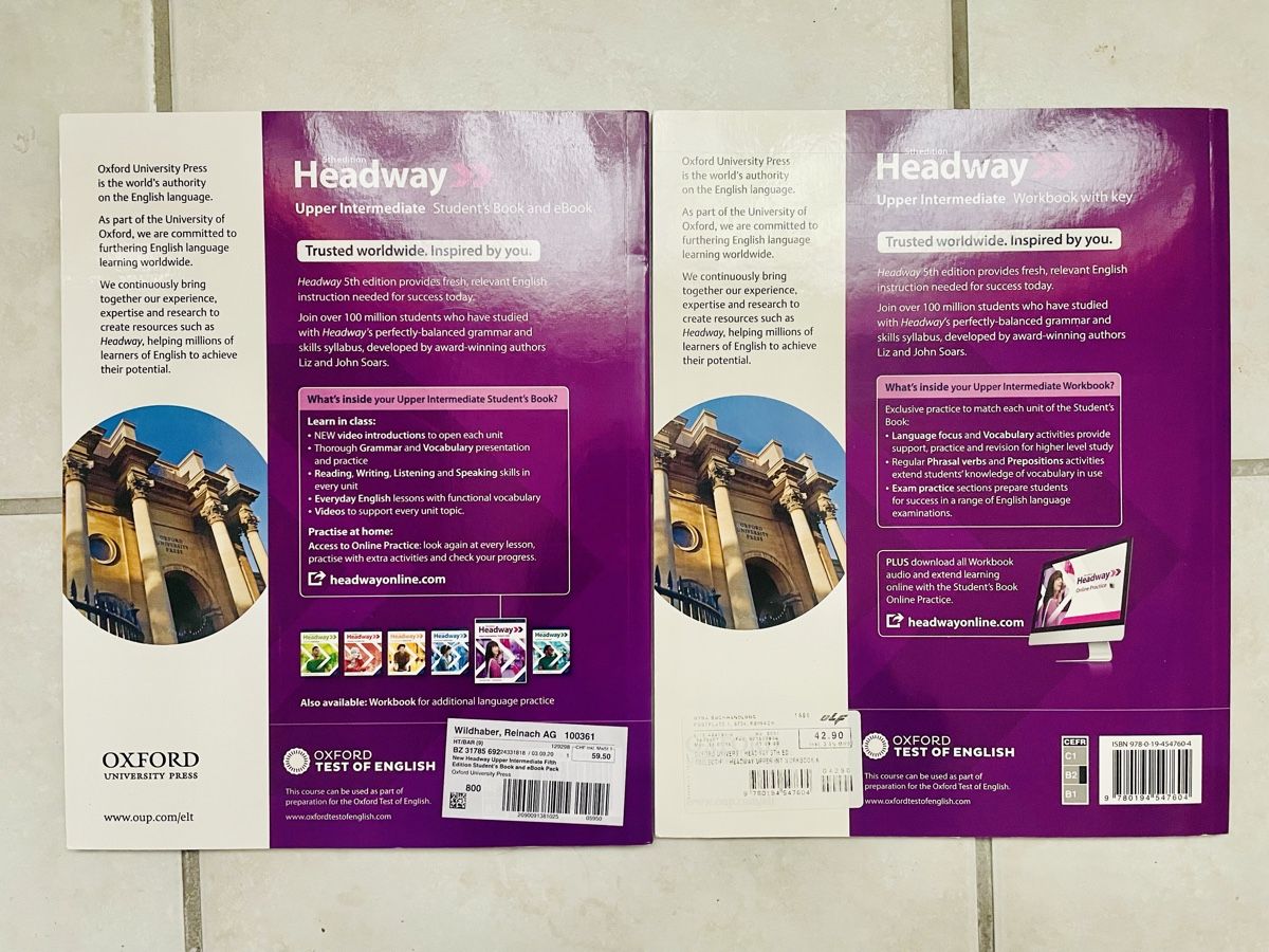 Libri: HEADWAY UPPER INTERMEDIATE WORKBOOK MIT KEY + STUDENTS BOOK – Usato da Buchs AG venduto da fischli610 1