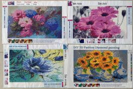 4x SET Crystal Art Leinwandbilder  (NEU) Blumen