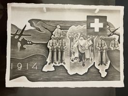 Schweiz 1939 Ansichtskarte Landi die Starke Schweiz 1914