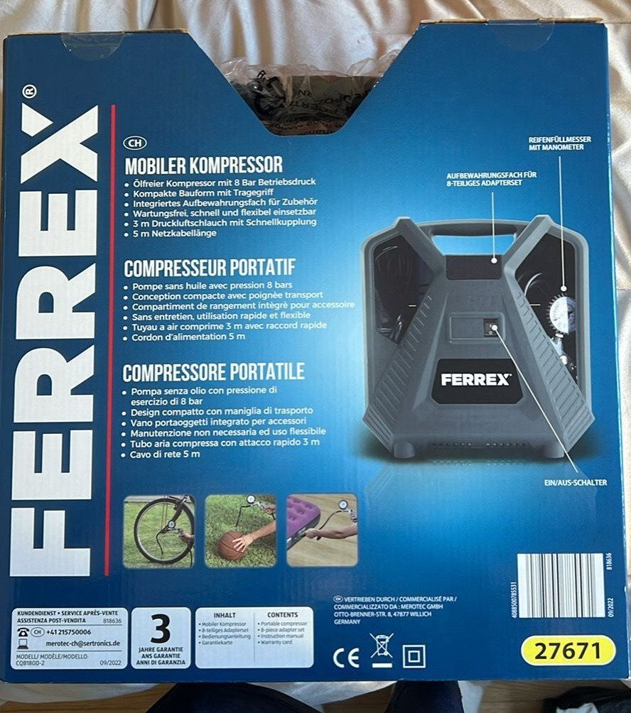 Ferrex Compresseurs: Compresseur Ferrex Portable - Ferrex tragbarer Kompressor – Neuf avec emballage d'origine à Romont FR par Joe_xkh9 1