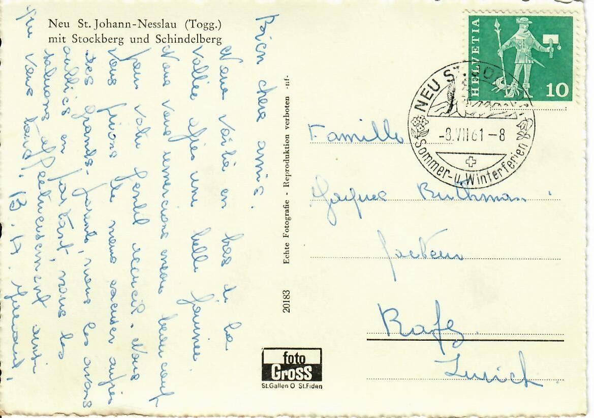 Cartoline postali: Neu St.Johann - Nesslau – Usato da Hochdorf venduto da Ziegel-16 1