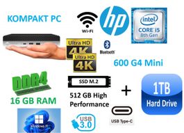 PC HP ProDesk 600 G4 Mini i5-8500T 16GB 512GB NVME 1TB WiFi