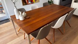 6 Design Esszimmer Stühle , in taupe (4) und weiss (2)