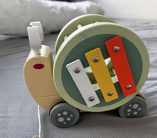 Xylophone escargot en bois, jouet musical à tirer enfant