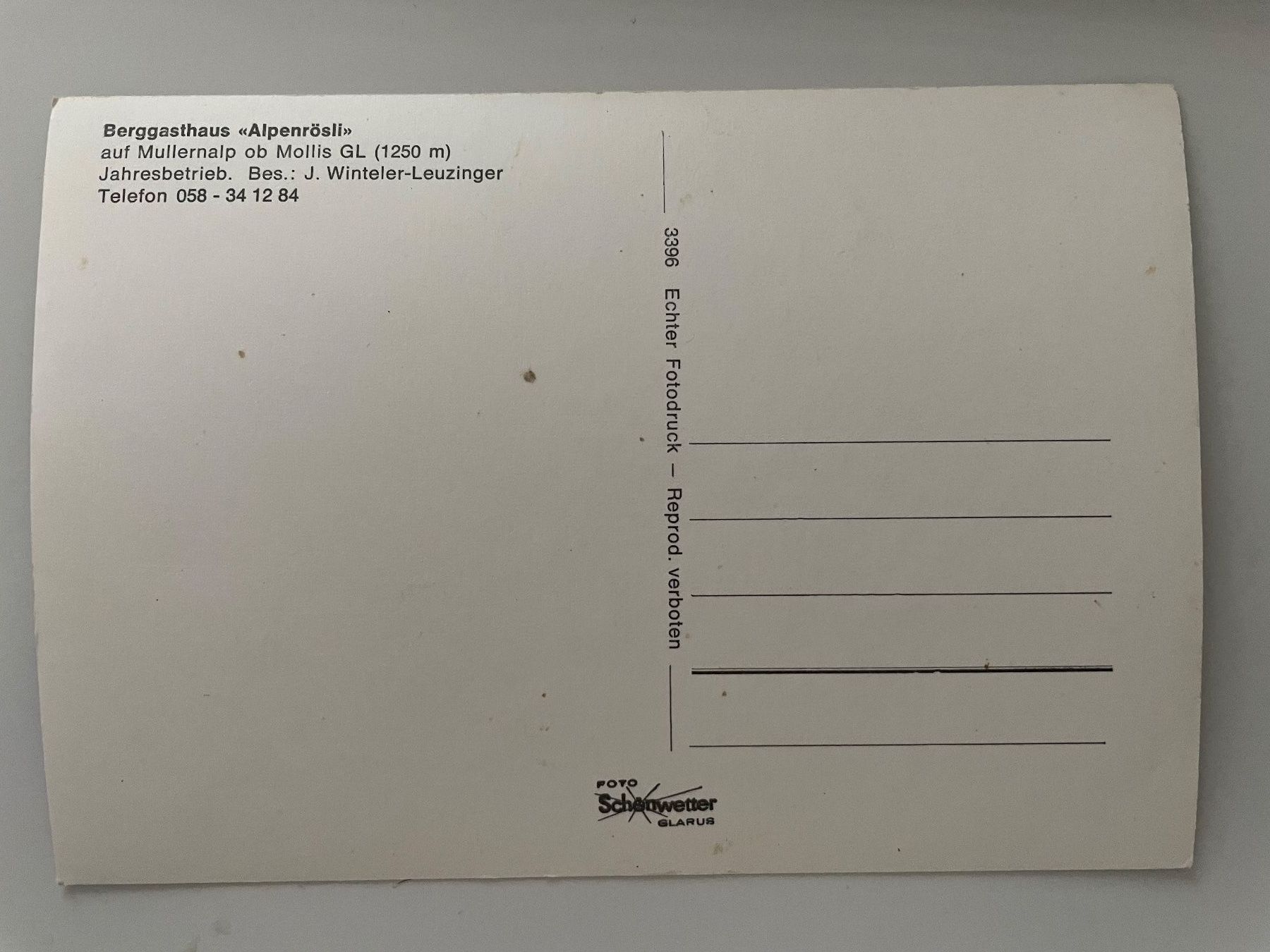 Cartoline postali: Alte Ansichtskarte Berggasthaus Alpenrösli Mullernalp GL – Nuovo (secondo la descrizione) da Stäfa venduto da riccardinho 1