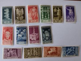 Briefmarken Italien Nr. 357 - 374 PF + Artikel NZZ 1937