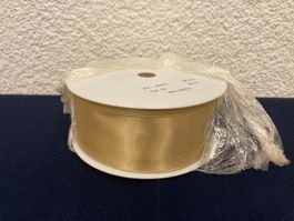 Satin - Band verdrahtet, 38 mm breit,  20 Meter, gold