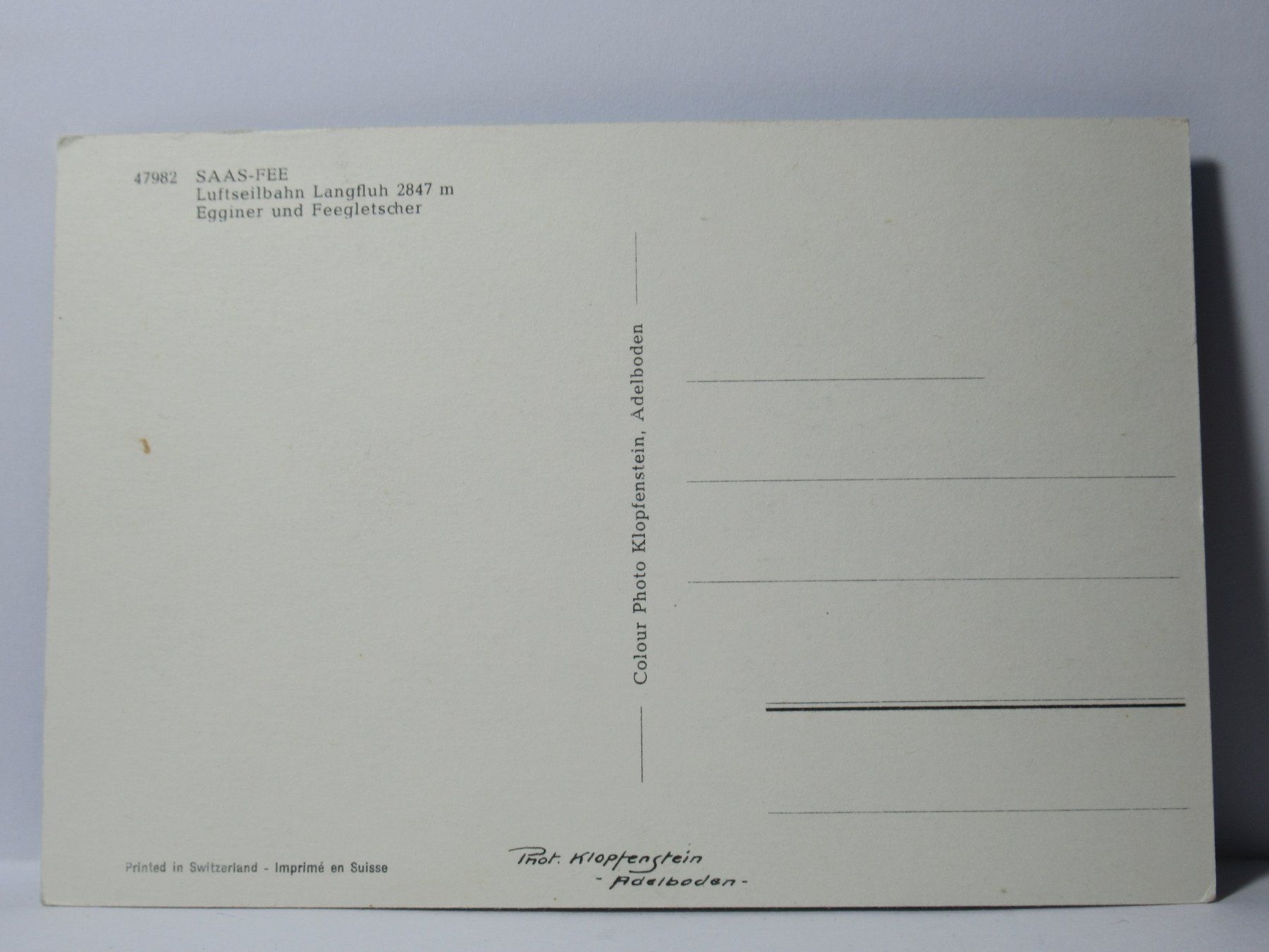 Cartes postales: Saas - Fee , Luftseilbahn Langfluh  , Feegletscher – Neuf (Voir description) à Grenchen par Bluemchen1900 1