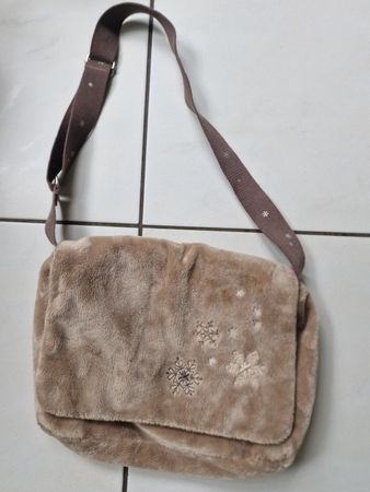 Nici-Tasche neu, beige mit Bären und Schneeflocken Motiv