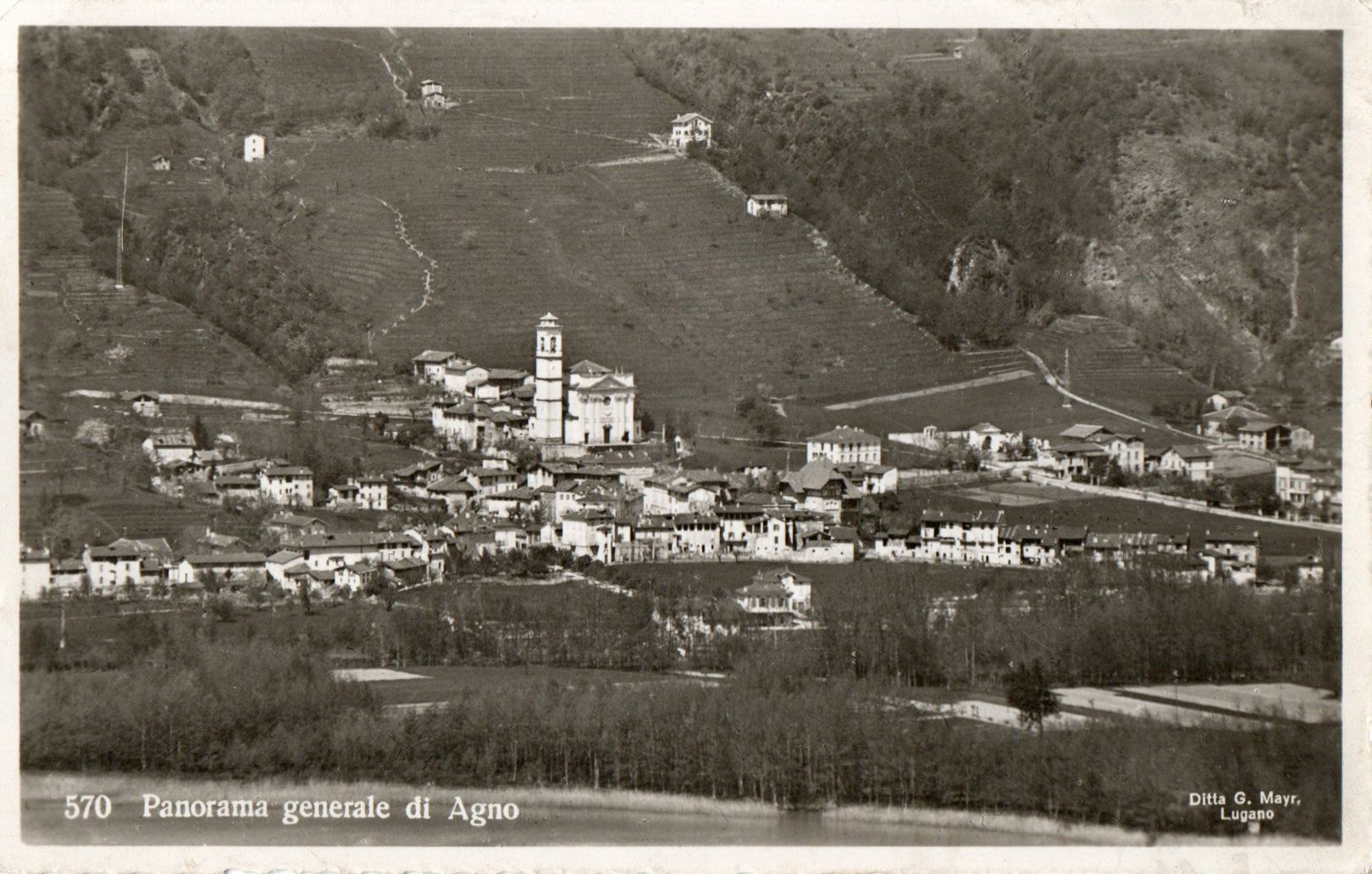 Cartoline postali: Agno - Panorama generale – Usato da Melano venduto da pisonsdro