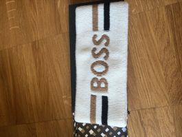 Stirnband BOSS weiss mit Streifen und Logo neu