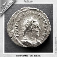 Antike römische Silbermünze / Valerianus / 257 nCh.