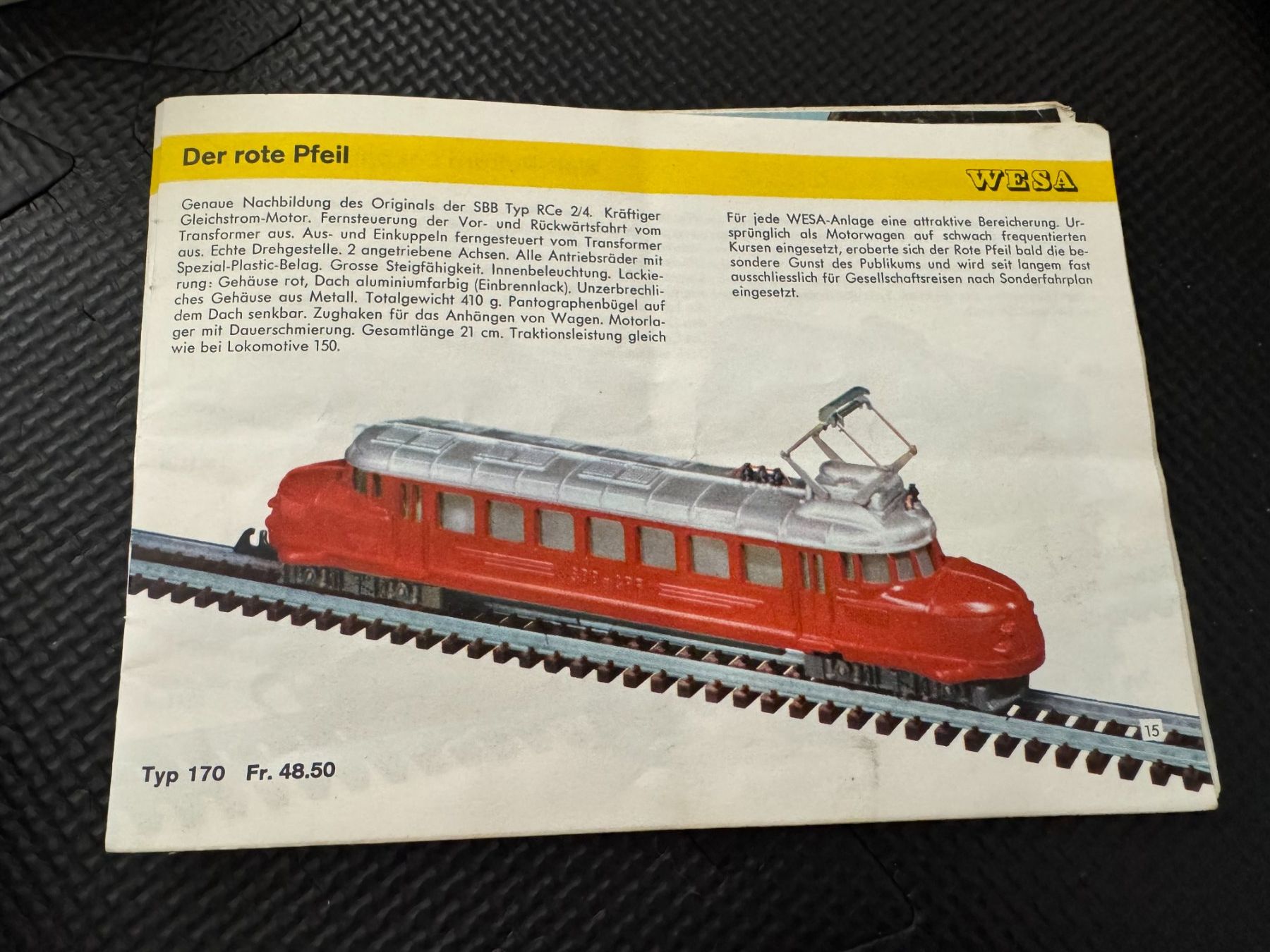 Wesa Modellini di ferrovie: WESA Roter Pfeil Triebwagen SBB, H0 – Usato da Chur venduto da ric.Flux 1