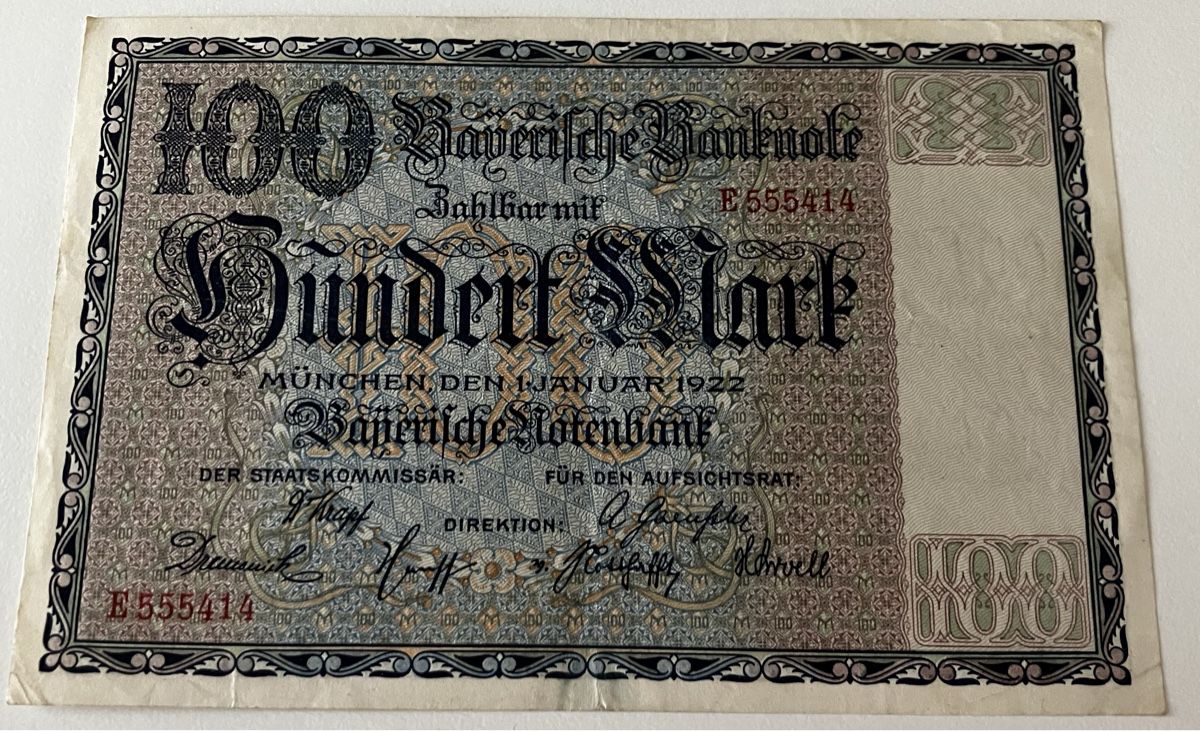 Banconote: Deutschland 100 Mark 1922 – Usato da Algetshausen venduto da Carrhard