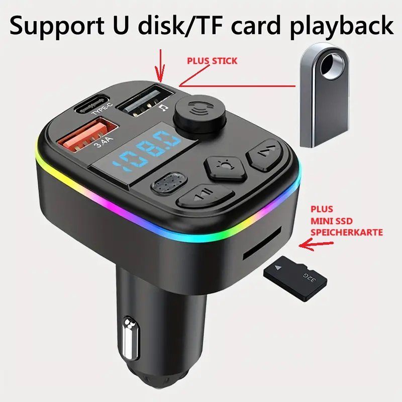 Accessori per altri veicoli: FMTransmitter Bluetooth 5 für im Auto Handy Freisprechen – Nuovo e nell'imballaggio originale da Niederbipp venduto da Aria22 4