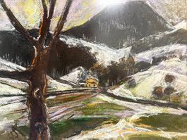 64.5x52.5/ Werner Schär 1988/Pastel Wasserfluh Winterlandsch