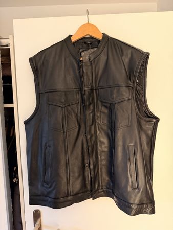 Biker Lederweste schwarz Grösse 4XL Neu