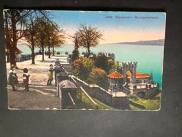 Postkarte Rapperswil Schlossterasse coloriert Militär (P125)