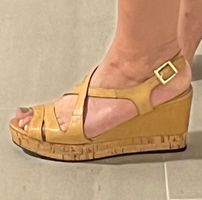 GASTONE LUCIOLI Leder Sandalen, Keilabsatz, Gr. 39