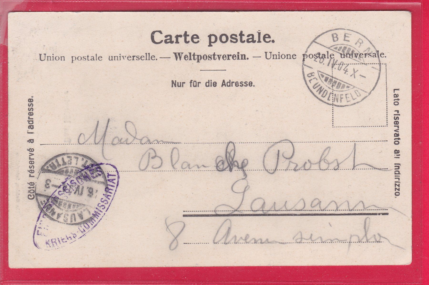 Cartes postales: BERN - DAS MÜNSTER, 26.4.1904 – D'occasion à Oberrieden par Gebirgsstelze 1