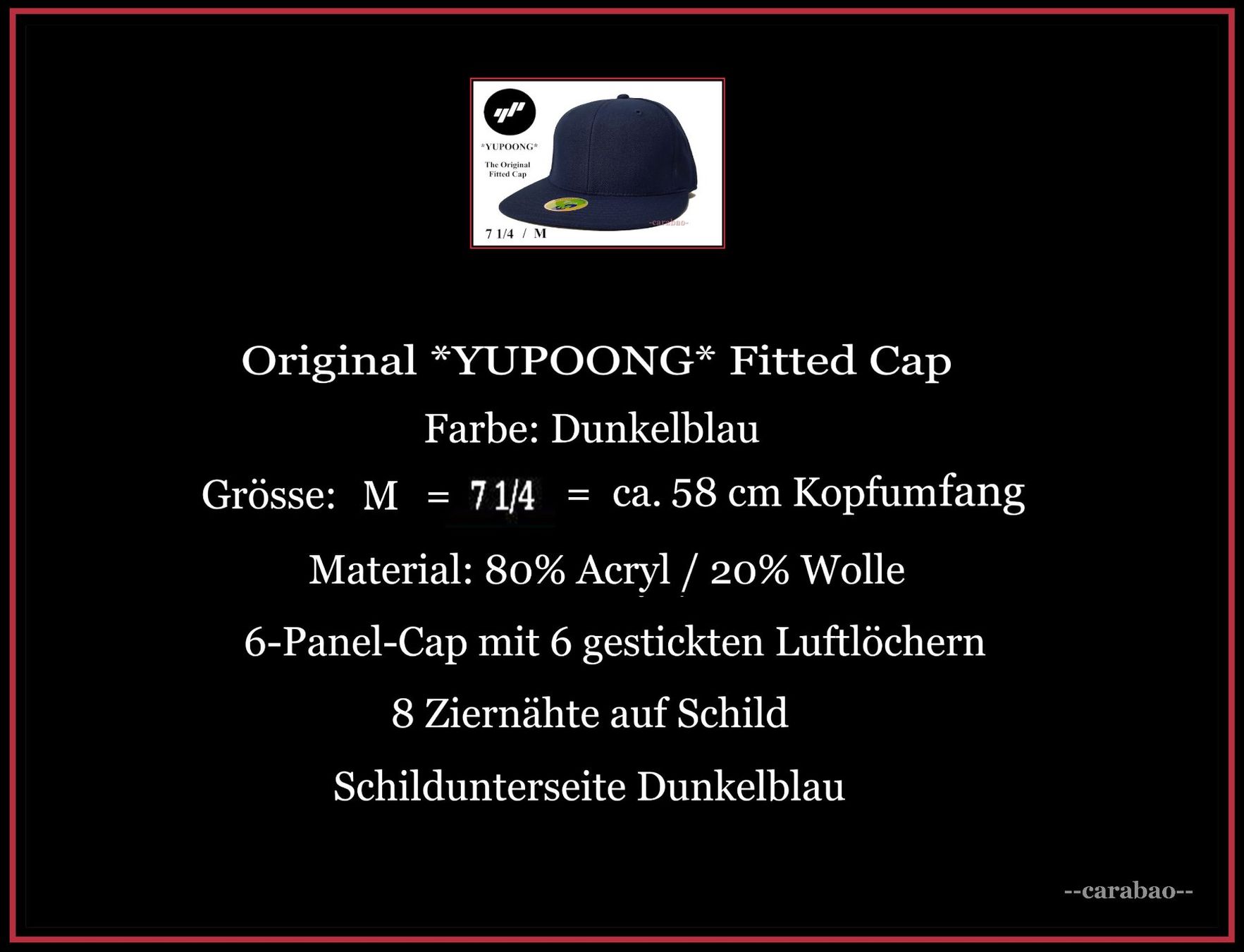 Copricapi, berretti & cappellini: Original YUPOONG Fitted Cap / Dunkelblau / Gr. M – Nuovo (secondo la descrizione) da Winterthur venduto da -carabao- 7