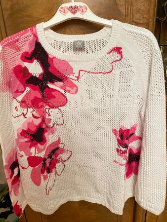 Weisser RABE  Pullover mit Blumenmuster, Grösse 44 neu!