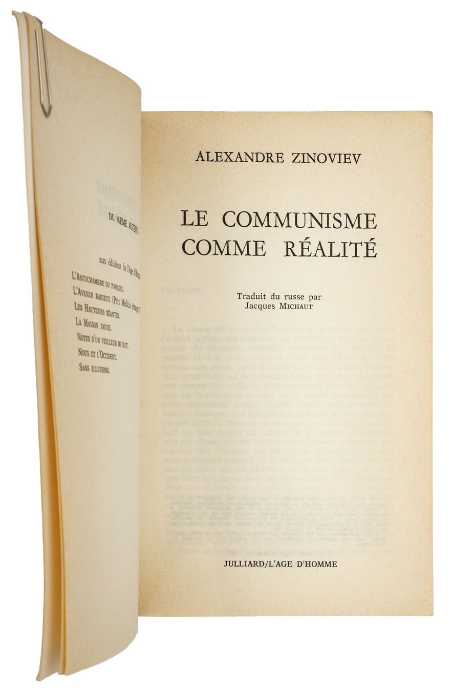 Libri: LE COMMUNISME COMME RÉALITÉ "Alexandre Zinoviev" - 1981 – Usato da Onex venduto da Lagorel 4