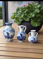 3er Set Delft Blauw Mini-Vasen – Handgemalt Holland