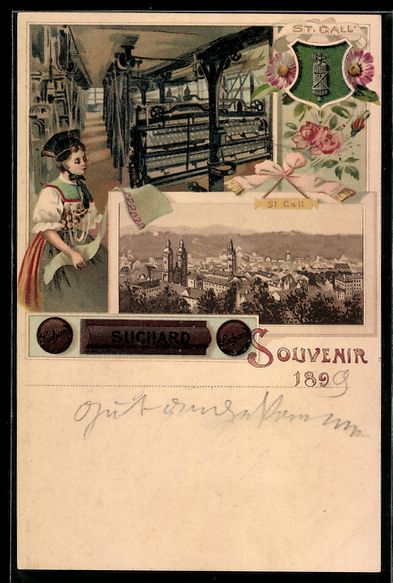Ansichtskarten: Litho St. Gallen, Fabrikinterieur mit We – Gebraucht aus Berlin von bartko-reher