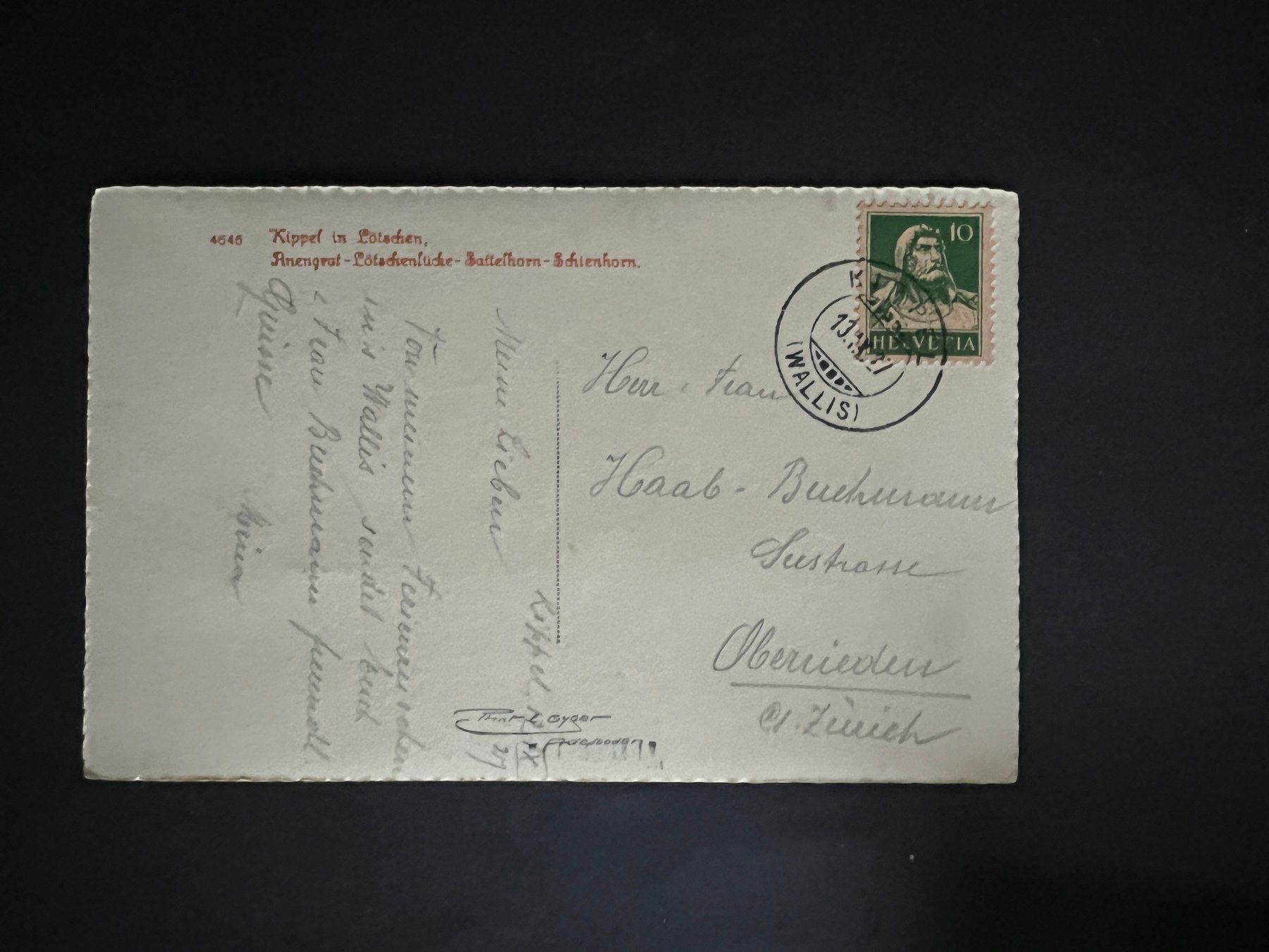 Ansichtskarten: Ansichtskarte Kippel in Lötschen 1927  (V761) – Gebraucht aus Hinwil von Sidi4 1