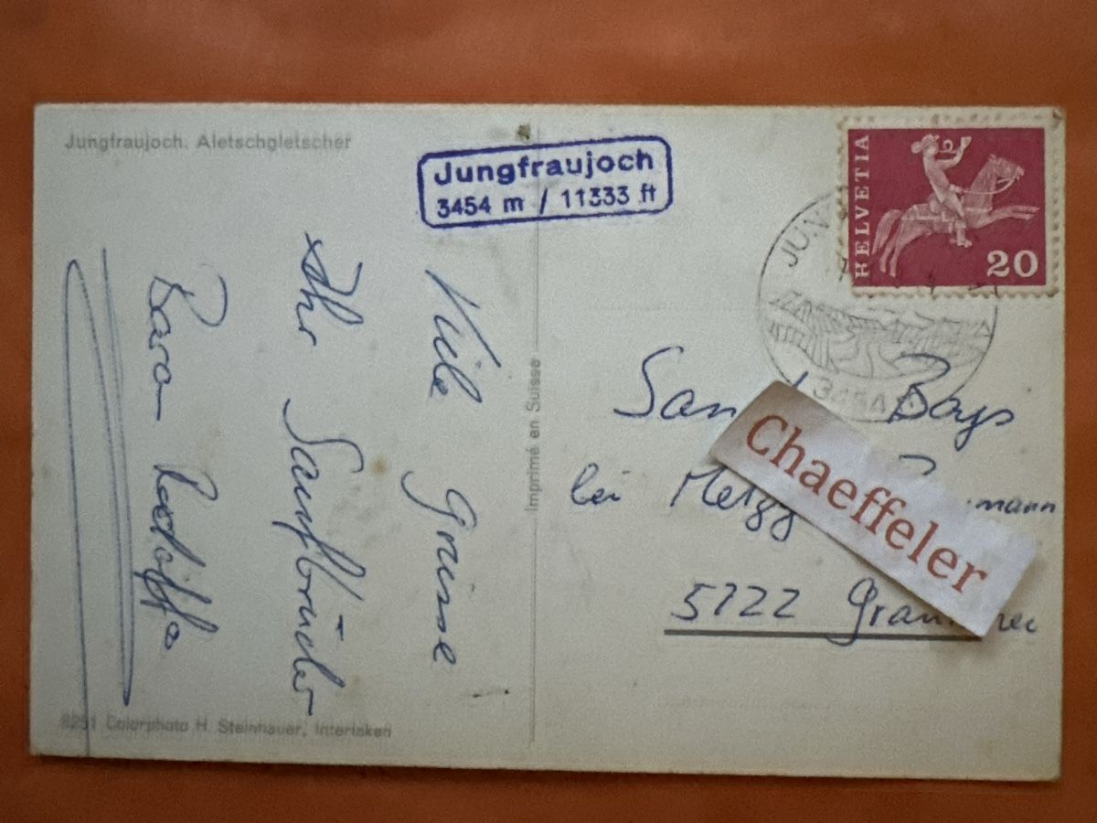 Cartoline postali:  Jungfraujoch Aletschgletscher – Usato da Zürich venduto da Chaeffeler 1