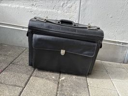 Schwarze Pilotenkoffer Trolley mit Rollen - Top Zustand!