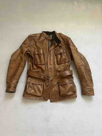Belstaff Lederjacke braun mit Gürtel akzeptabel