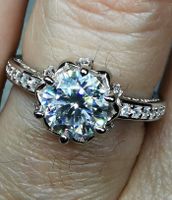Bague argent avec diamant de moissanite de 1 ct certifié GRA