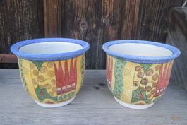 2 Stück Blumentopf Keramik bunt gemustert