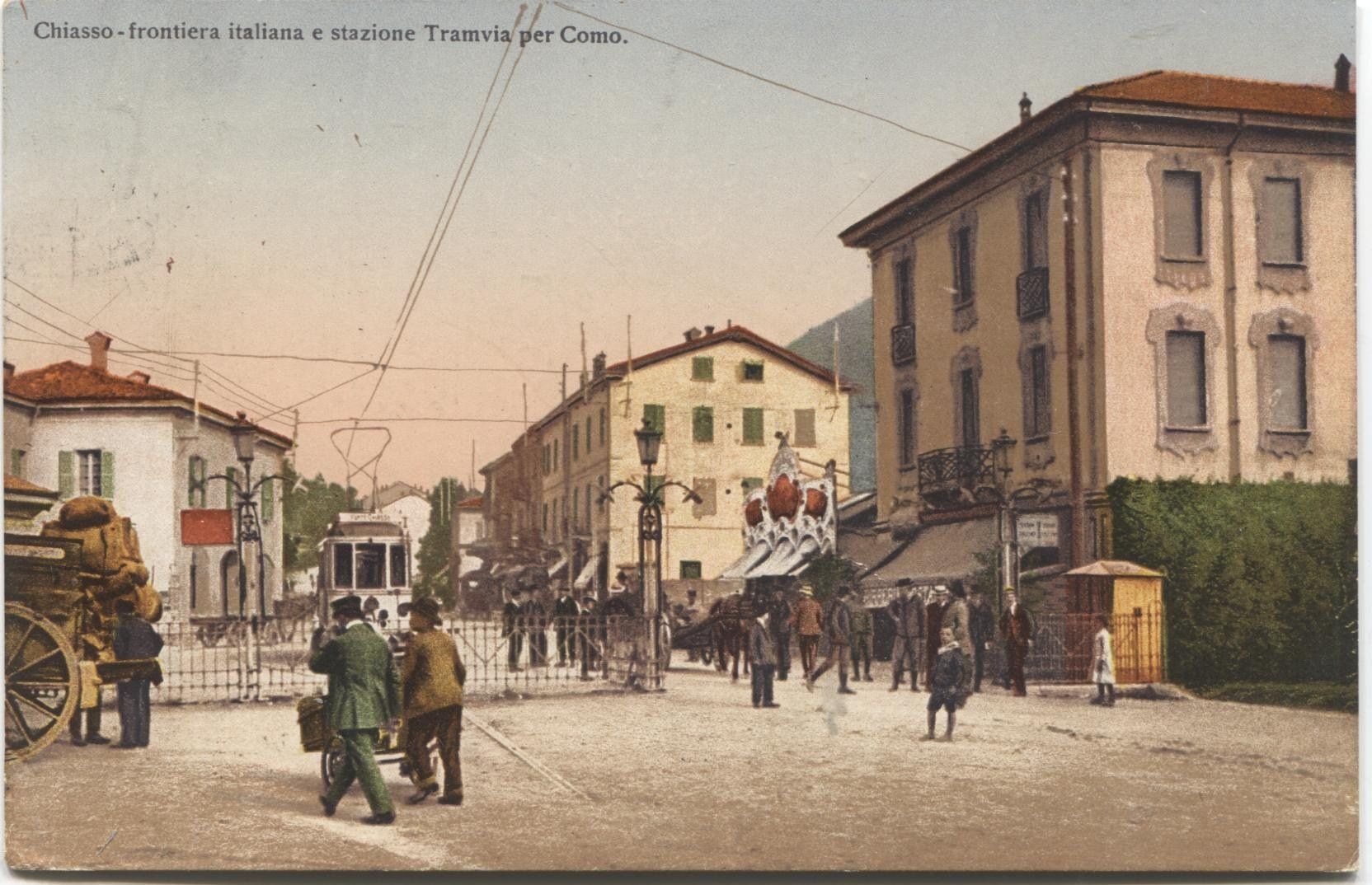 Cartoline postali: CHIASSO TI 1914 mit Strassenbahn/Tram – Usato da Rothrist venduto da Clanx